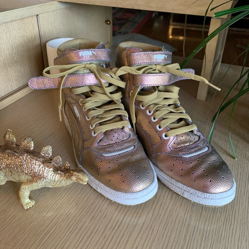Puma Iridescent Pink Gold High-Top Sneakers